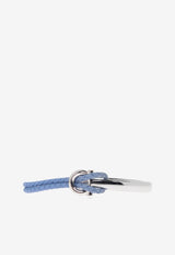 Ferragamo Gancini Leather and Brass Bracelet