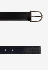Ferragamo Reversible Geometric Buckle Leather Belt
