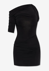 Jacquemus Drapeado One-Shoulder Mini Dress Black DRW00143 AJ00136-990