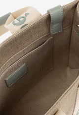 Chloé Small Woody Linen Tote Bag Beige CHC23AS397 L17-38T