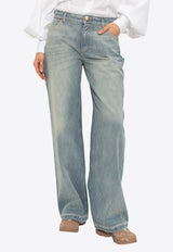 Balmain Washed Straight-Leg Jeans Blue FF1MI060 DF79-6FC