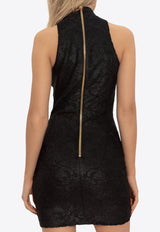 Balmain High-Neck Mini Dress Black FF1R5127 JK65-0PA