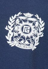 Balmain Écusson Print Polo T-shirt Navy FH1GC035 GE96-SIV
