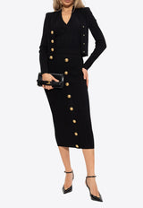 Balmain Cable Knit Cropped Cardigan Black FF1KL245 KI50-0PA