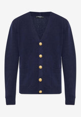 Balmain Knitted Cashmere Cardigan Navy FH1KL081 KI87-6AJ