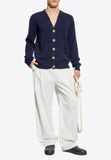 Balmain Knitted Cashmere Cardigan Navy FH1KL081 KI87-6AJ