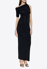 Jacquemus Draped Asymmetric Maxi Dress Black DRW00142 AJ00136-990