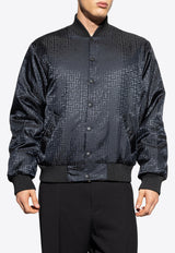 Balmain Chain Print Reversible Silk Bomber Jacket Black FH1TFA25 MH60-EAD