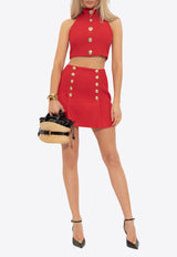 Balmain Buttoned Mini Skirt Red FF1LBA89 WD03-3AC