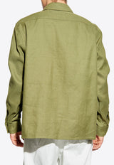 Balmain Logo Print Utility Shirt Green FH1HS475 CG14-7CW