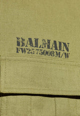 Balmain Logo Print Utility Shirt Green FH1HS475 CG14-7CW