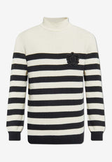 Balmain Striped Wool Knit Sweater Cream FH1KF121 70KI-GKP