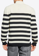 Balmain Striped Wool Knit Sweater Cream FH1KF121 70KI-GKP
