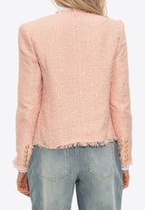 Balmain Sequin Tweed Blazer Pink FF1SM508 XL01-4CU