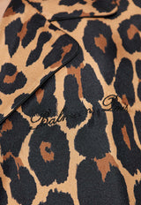 Balmain Leopard Print Silk Bowling Shirt Brown FH1HN135 SF14-GBA