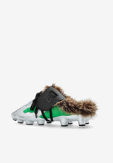 Balmain Half Time Faux Fur Sneaker Mules Silver FM1VJ396 TTFR-UIT