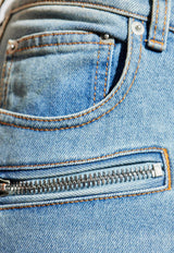 Balmain Slim-Fit Biker Jeans Light Blue FH1MG115 DF81-6AW