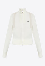 Adidas Originals Logo Embroidered Knitted Track Jacket Cream JW7312 0-OWHITE