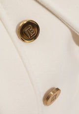 Balmain Double-Breasted Wool Coat Cream FF1UA095 WB50-0FA