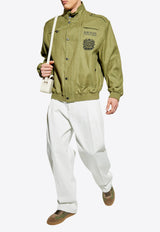 Balmain High-Neck Aviator Style Jacket Green FH1TFA60 CG14-7CW