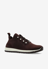 Jimmy Choo Veles Cashmere Knit Sneakers Brown VELES PZG-X CHOCOLATE