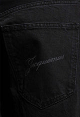 Jacquemus Embroidered Logo Straight-Leg Jeans Black PAM00028 AD00039-990