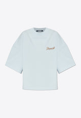 Jacquemus Embroidered Logo Oversized T-shirt Light Blue TSW00216 AJ00045-3GI