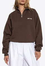 Jacquemus Gros Grain Half-Zip Sweatshirt Brown SSW00210 AJ00174-880