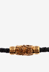Versace La Medusa Braided Leather Necklace Black 1021598 1A00637-1B460