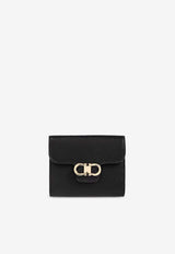 Ferragamo Gancini Leather Zipped Wallet Black 220961 PORTAFOGLIO 785777-NERO