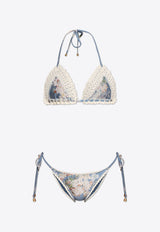 Zimmermann Cascadian Crochet Knit Tri Bikini Blue 4141WSS255 0-TEBLBOFL