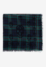 Alexander Mcqueen Checked Frayed Skull Scarf 837473 4129Q-4168