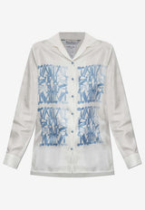 Max Mara Nabil Long-Sleeved Printed Silk Shirt White NABIL 2521116061-001