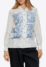 Max Mara Nabil Long-Sleeved Printed Silk Shirt White NABIL 2521116061-001
