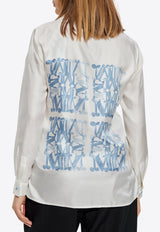 Max Mara Nabil Long-Sleeved Printed Silk Shirt White NABIL 2521116061-001