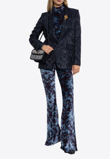 Etro High-Rise Velvet Flared Pants Navy WREA0026 99JJD10-S9883