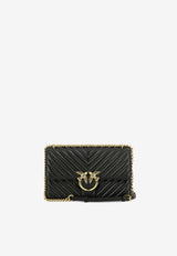 PINKO Medium Love One Classic Quilted Leather Crossbody Bag Black 100941A0GKZ99Q_82648