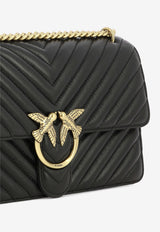 PINKO Medium Love One Classic Quilted Leather Crossbody Bag Black 100941A0GKZ99Q_82648