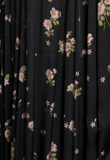 Chloé Floral Print Gathered Silk Mini Dress Black CH25ARO26481001_Black_32772810