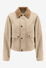 Burberry Corduroy-Collar Cropped Jacket Beige 8105513_A1435_Beige_29845429