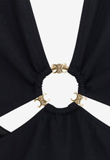 Celine Triomphe Deep V-neck One-Piece Swimsuit Black 2Z692152C_38NO_Black_29852874