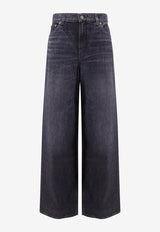 Chloé Logo Patch Wide-Leg Faded Jeans Black CH25ADP02156075_Onyxblack_32772783