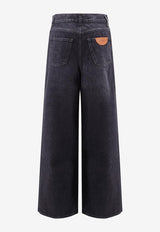 Chloé Logo Patch Wide-Leg Faded Jeans Black CH25ADP02156075_Onyxblack_32772783
