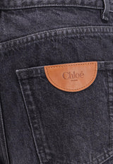 Chloé Logo Patch Wide-Leg Faded Jeans Black CH25ADP02156075_Onyxblack_32772783