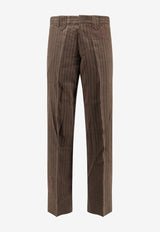 Enfants Riches Déprimés Linen-Blend Striped Pants Brown 060287_RED_Red_31299778