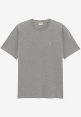 Saint Laurent Cassandre Embroidered T-shirt Gray 781566Y37HC1482_Gris Chine/Jaune_29853635