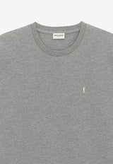 Saint Laurent Cassandre Embroidered T-shirt Gray 781566Y37HC1482_Gris Chine/Jaune_29853635