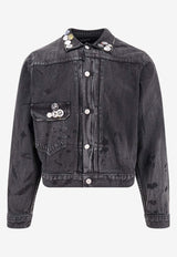 Enfants Riches Déprimés Distressed Denim Jacket Gray 030524_CHARCORAL_Coral Red_32997542