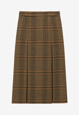 Saint Laurent Prince of Wales Wool Midi Skirt Brown 831068Y9I702849_MARRON BEIGE ROUX_29851496