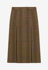 Saint Laurent Prince of Wales Wool Midi Skirt Brown 831068Y9I702849_MARRON BEIGE ROUX_29851496